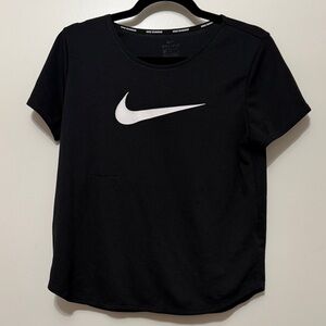 Nike Black Short Sleeve Dri-FIT Top with White Swoosh